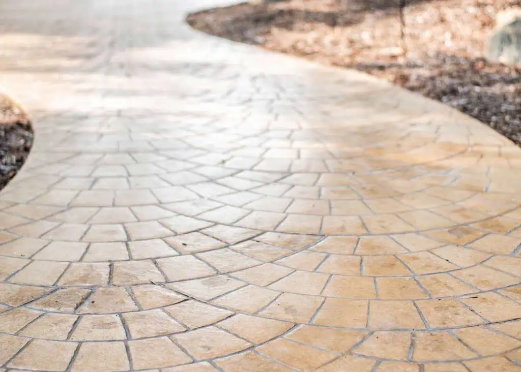 Stamped and colored concrete walkway in Grand Rapids